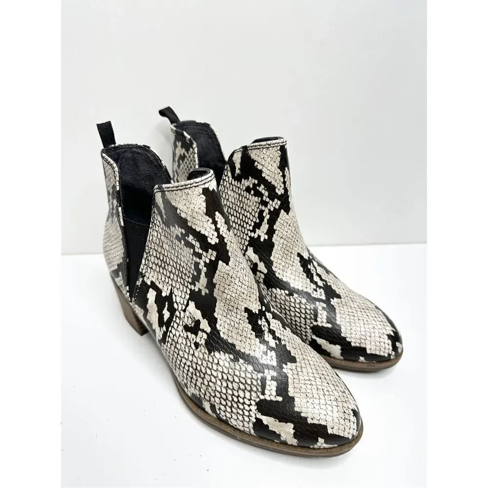 Dr. Scholl’s Boots Womens Sz 6 Teammate Snakeskin Print Block Heel Round Toe